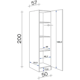 Flex-Well Seitenschrank Samoa 50 x 57 x 200 cm Weiß