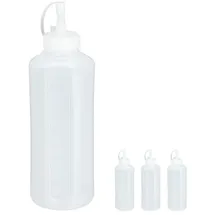 Relaxdays 8 x Quetschflasche, 1000 ml, für Saucen, Spritzflasche zum Befüllen, Squeeze Flasche, Kunststoff, klar