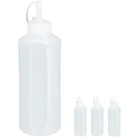 Relaxdays 8 x Quetschflasche, 1000 ml, für Saucen, Spritzflasche zum Befüllen, Squeeze Flasche, Kunststoff, klar