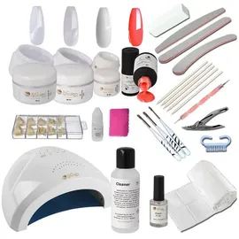 sun garden nail Sun Garden Nails Nail Design Set Gel Technik Starterset inkl.Lichthärtungsgerät mit Fiberglasgel 1-Phasengel und Nailart Zubehör Einsteigerset - UV Gel Kit