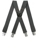 MIRROSI Hosenträger 4cm Breites X-Form mit extra Starken Clipverschluß (hoher Tragekomfort) Länge verstellbar für Damen und Herren grau