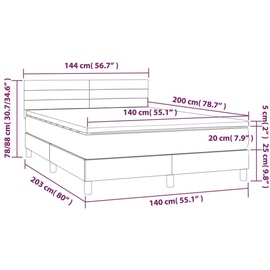 vidaXL Boxspringbett mit Matratze Hellgrau 140x200 cm Stoff
