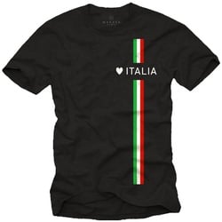 MAKAYA T-Shirt Herren Italia Herz Italienische Flagge Fahne Fußball Trikot Italien Jungs, Männer schwarz 4XL