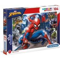 CLEMENTONI 27116 Supercolor Spiderman – Puzzle 104 Teile ab 6 Jahren, buntes Kinderpuzzle mit besonderer Leuchtkraft & Farbintensität, Geschicklichkeitsspiel für Kinder