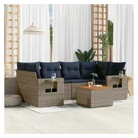 vidaXL Gartensofa-Set 7-tlg. grau Polyrattan