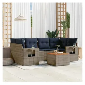 vidaXL Gartensofa-Set 7-tlg. grau Polyrattan