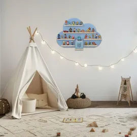 Tectake Wandregal 76 x 15,5 x 50 cm Blau