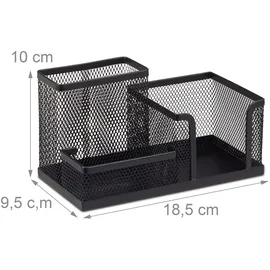 Relaxdays Schreibtischorganizer, Büroablage mit Zettelhalter, Metall Mesh, HBT: 10x18,5x9,5cm, schwarz