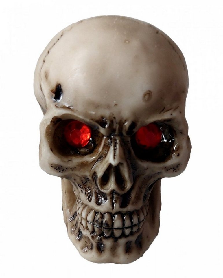 Horror-Shop Dekofigur Miniatur Totenschädel mit glitzernden Augen 7cm beige|schwarz