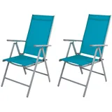 Mojawo 2er Set Garten Klappstuhl Aluminium - Textilen Silbergrau/Petrol