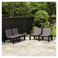 VidaXL Gartenbänke mit Kissen 2 Stk. Kunststoff Grau