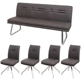 MCW Esszimmer-Set, Grau, Braun, 180x90x60 cm, Esszimmer, Bänke, Sitzbänke