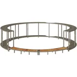 Gecheer Whirlpool Umrandung mit Stauraum Rund Poolumrandung Poolverkleidung für Spa Holztreppe Grau Poly Rattan
