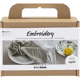 Creativ Company DIY Sets Sticken & Nadelstanzen Mini Kreativ Set Sticken, Staubgrün, Serviette, Kreativ Box