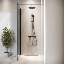 Badplaats Rizani Walk-In-Dusche 60 x 200 cm schwarz getönt