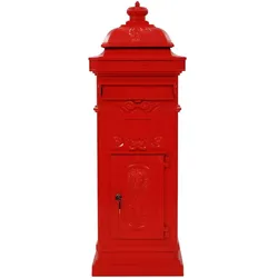 vidaXL Säulenbriefkasten Aluminium Vintage-Stil Rostfrei Rot