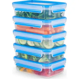 Emsa Clip & Close rechteckig blau 0,8 l 5-teiliges Set