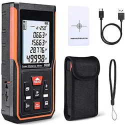 TACKLIFE S5-60, 60 m Laser-Entfernungsmesser, Lasermessgerät, USB-Aufladung, ±2 mm Genauigkeit, elektronischer Winkelsensor, 99 Speicher, m/in/ft/ft+in, einstellbarer Ton, Berechnung von Länge, Fläche, Volumen