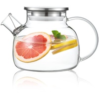CnGlass Glas Teekanne 900ML/30,4OZ, für den Herd geeignet, mit Edelstahldeckel, transparente Teekanne mit herausnehmbarem Teesieb, Teekanne für lose Blätter und blühenden Tee
