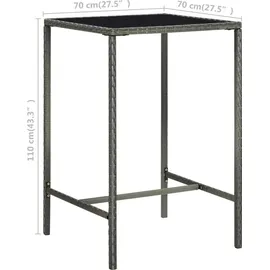 vidaXL Polyrattan Garten-Essgruppe 3-tlg. grau inkl. Kissen 3064829
