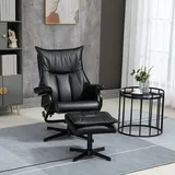 Homcom Relaxsessel Kunstleder 84 x 101 x 75 cm Schwarz mit Hocker