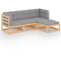 vidaXL Garten-Lounge-Set 4-tlg. grau
