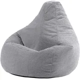 I.C.O.N. Icon Dalton Sitzsack Cord, Grau, Gaming Sitzsack Erwachsene mit Füllung, Bean Bag, Cord Sessel, Chill Sessel, Lounge Stuhl, Schlafzimmer, Wohnzimmer Möbel