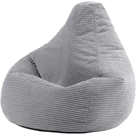 I.C.O.N. Icon Dalton Sitzsack Cord, Grau, Gaming Sitzsack Erwachsene mit Füllung, Bean Bag, Cord Sessel, Chill Sessel, Lounge Stuhl, Schlafzimmer, Wohnzimmer Möbel