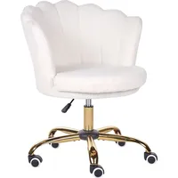 Beliani Bürostuhl Bouclé Stoff Weiß / Gold Höhenverstellbar Drehbar