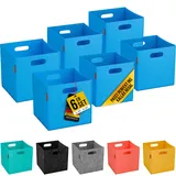 Havenhaus Filzkorb faltbar 6er Set blau 30x30x30cm | 6er Set Boxen Aufbewahrung Filz | Körbe geeignet für Aufbewahrung im ganzen Haus | Aufbewahrungsbox Kallax Boxen | Filzboxen Aufbewahrung