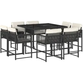vidaXL Gartenmöbel Essgruppe 9-tlg. Schwarz
