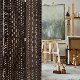 Relaxdays Paravent Raumteiler 6-teilig Weiß