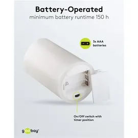 goobay LED Echtwachskerze 7,5 x 10 cm weiß