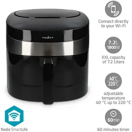 Nedis SmartLife Heißluftfritteuse Wi-Fi 7,2 l schwarz
