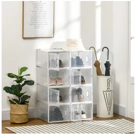 Homcom Schuhregal 8er Set 8 x 30 x 30 cm transparent, weiß / transparent
