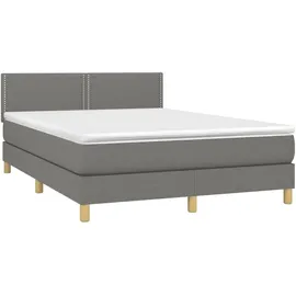 vidaXL Boxspringbett mit Matratze & LED Dunkelgrau 140x200 cm Stoff