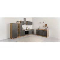 Kochstation Küchenzeile »KS-Samos«, mit E-Geräten, Breite 340 cm, grau