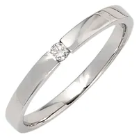 Schmuck Krone Solitärring Solitär Ring mit Brillant schlicht 585 Weißgold, Gold 585 silberfarben Innenumfang 50mm ~ Ø15.9mm