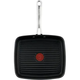 Tefal Jamie Oliver Cooks Classic Grillpfanne 23 x 27 cm Aluguss | Titanium 3x Antihaftversiegelung | Thermo-Signal Tiefe | Form für Alle Herdarten Induktion | Schwarz
