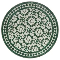 Casa Moro Gartentisch Mediterraner Mosaiktisch Ø 60 cm rund Ankabut Weiß mit Eisengestell (Kunsthandwerk aus Marokko), Dekorativer Beistelltisch Esstisch Bistrotisch, MT2127 grün|weiß