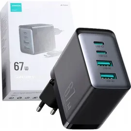 Joyroom Ladegerät, GaN 67W 4 Ports (2x USB, 2x USB C) schwarz (TCG02) + Kabel USB C - USB C 100W 1,2m - Schwarz