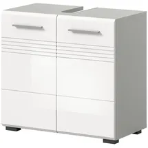 inn.furn Waschbeckenunterschrank Weiß Hochglanz Grau, 60 cm Carlo