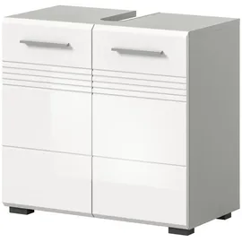 inn.furn Waschbeckenunterschrank Weiß Hochglanz Grau, 60 cm Carlo
