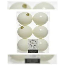 Kaemingk Weihnachtsbaumkugeln bruchfest 8 cm 6 Stück Ø Wollweiß / matt