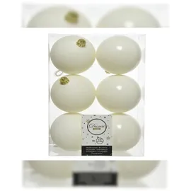 Kaemingk Weihnachtsbaumkugeln bruchfest 8 cm 6 Stück Ø Wollweiß / matt