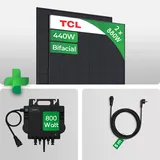 Balkonkraftwerk 880W mit Growatt NEO 800W WiFi | Mini PV Anlage Steckdose | TCL T Class 440W Solarmodule Bifazial | inkl. 0 % MwSt. für Privatkunden