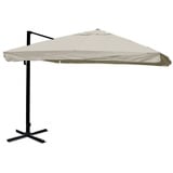 MCW Gastronomie-Ampelschirm MCW-A96, 3,5x3,5m (Ø4,95m) Polyester/Alu 25kg ~ Flap, creme-grau ohne Ständer