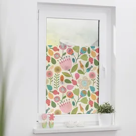 Lichtblick Fensterfolie Blumen, 1 St., blickdicht, strukturiertKlebepunkte, bunt