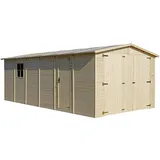 TIMBELA Holzgarage - Abstellraum mit Fenstern- H222x616x324 cm /18 m2