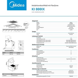 Bosch Herdset Bosch Einbau-Backofen Edelstahl Teleskopauszug + Midea Flex-Induktionskochfeld autark 77cm
